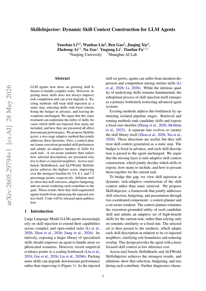 SkillsInjector: Dynamic Skill Context Construction for LLM Agents