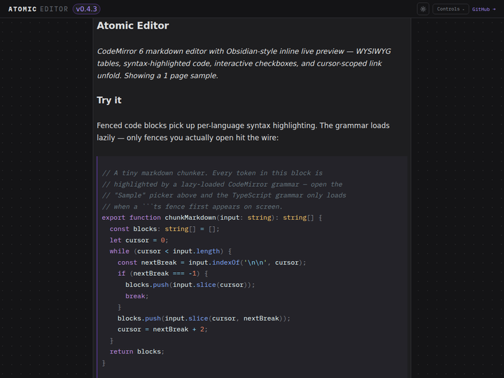 Atomic Editor