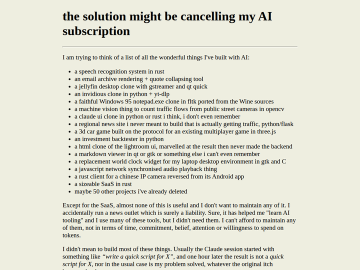 The solution might be cancelling my AI subscription