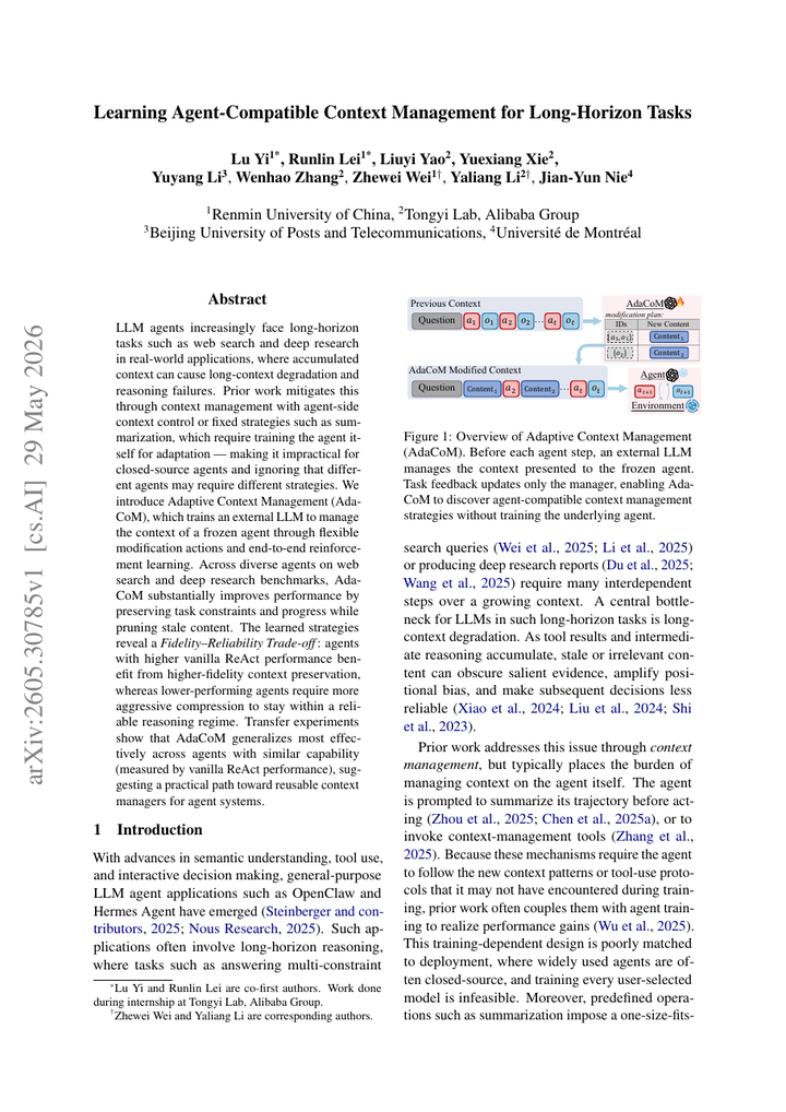 Learning Agent-Compatible Context Management for Long-Horizon Tasks