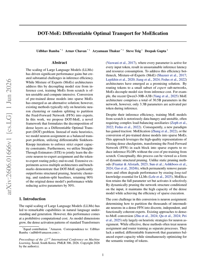 DOT-MoE: Differentiable Optimal Transport for MoEfication
