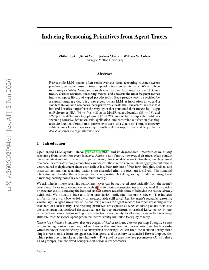 Inducing Reasoning Primitives from Agent Traces