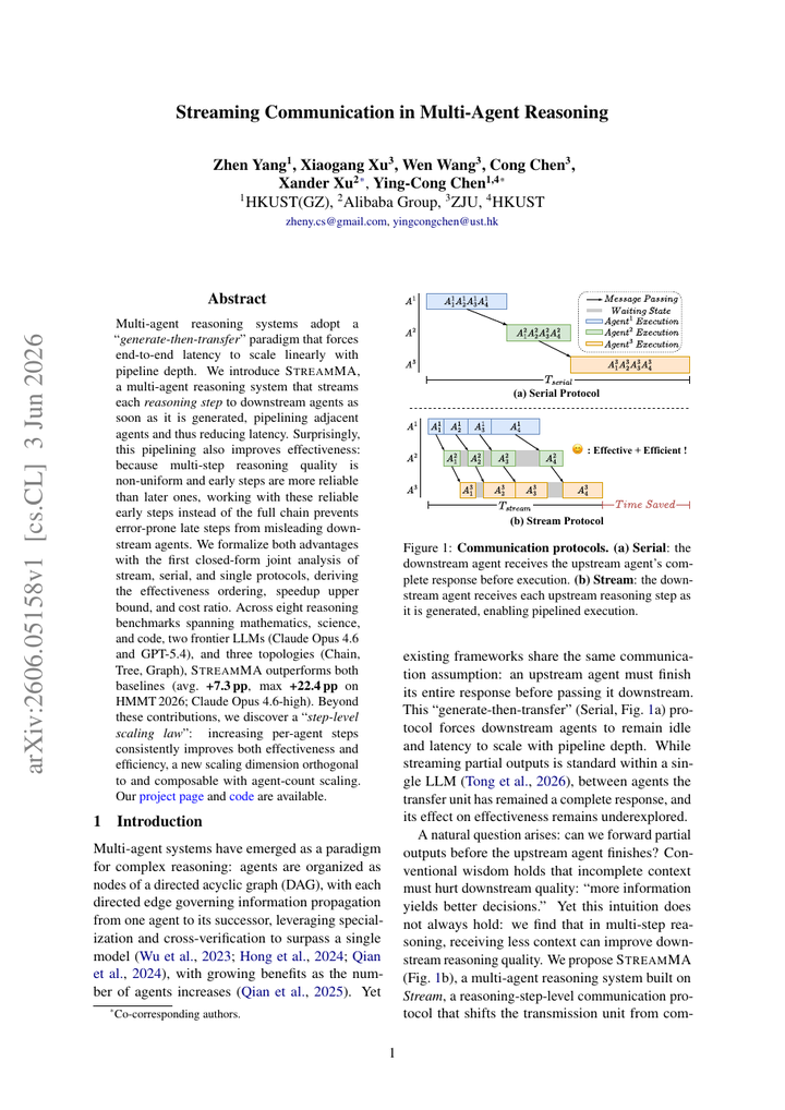 Streaming Communication in Multi-Agent Reasoning