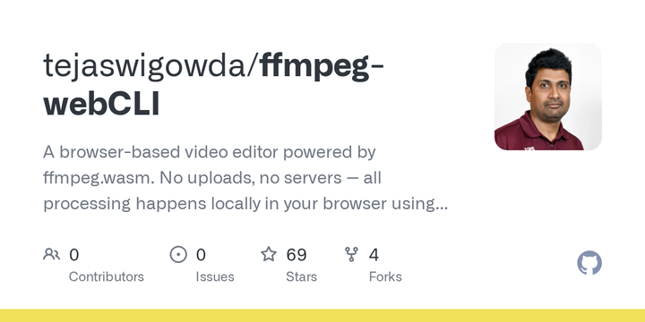 FFmpeg WebCLI - Full FFmpeg in Browser, Offline PWA