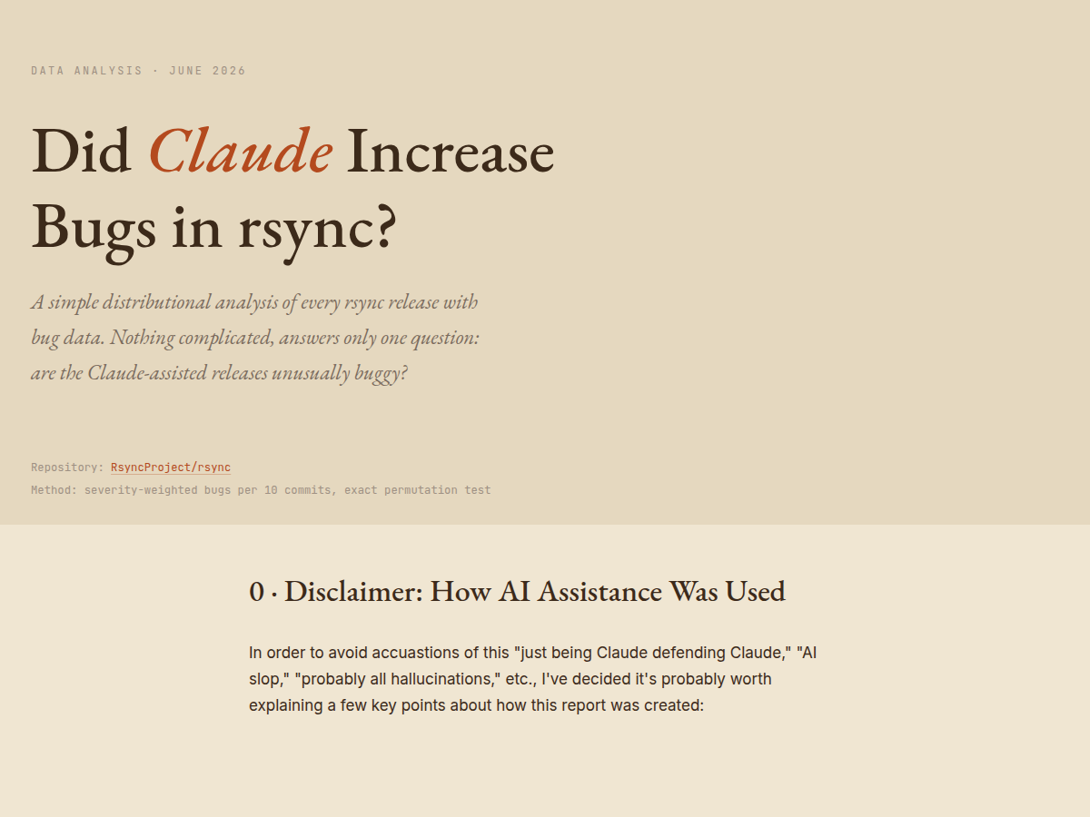 Did Claude increase bugs in rsync?