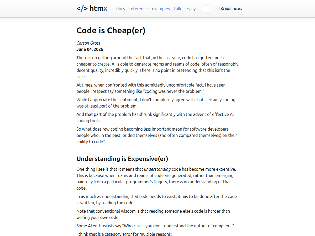 Code is Cheap(er)