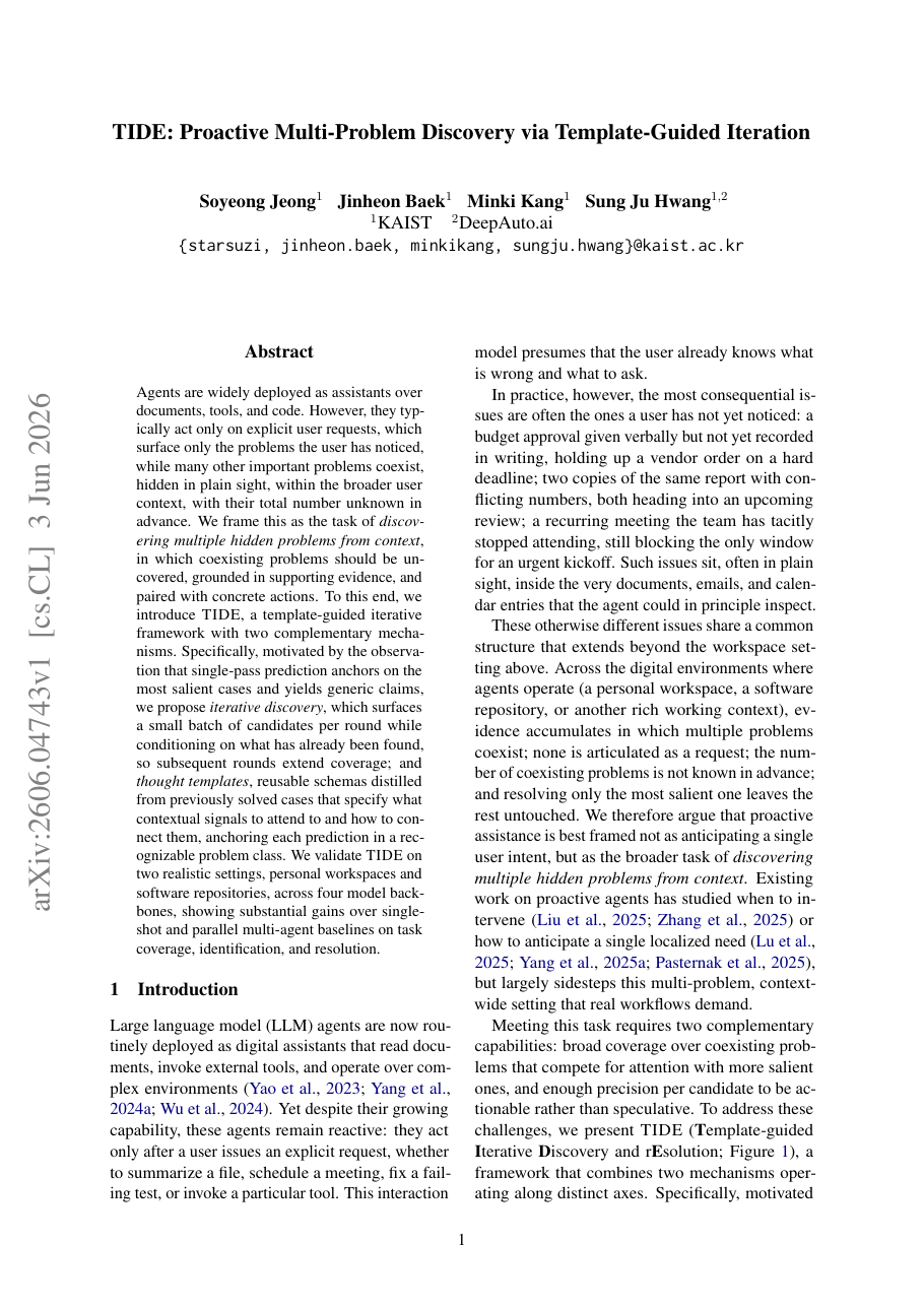 TIDE: Proactive Multi-Problem Discovery via Template-Guided Iteration