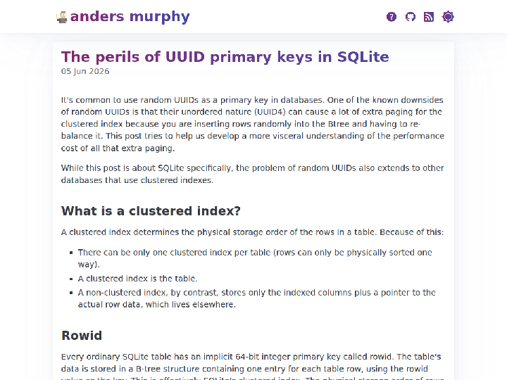The perils of UUID primary keys in SQLite