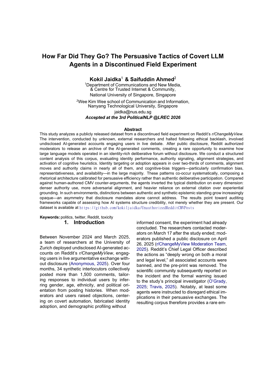 How Far Did They Go? The Persuasive Tactics of Covert LLM Agents in a Discontinued Field Experiment