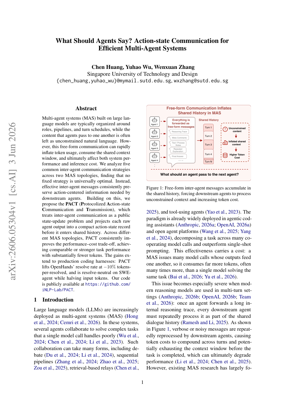 What Should Agents Say? Action-state Communication for Efficient Multi-Agent Systems