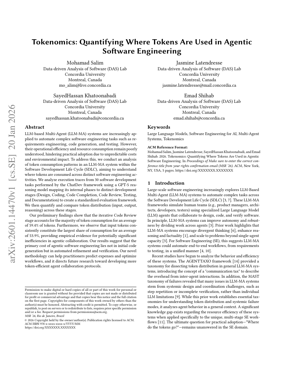 Tokenomics: Quantifying Where Tokens Are Used in Agentic Software Engineering