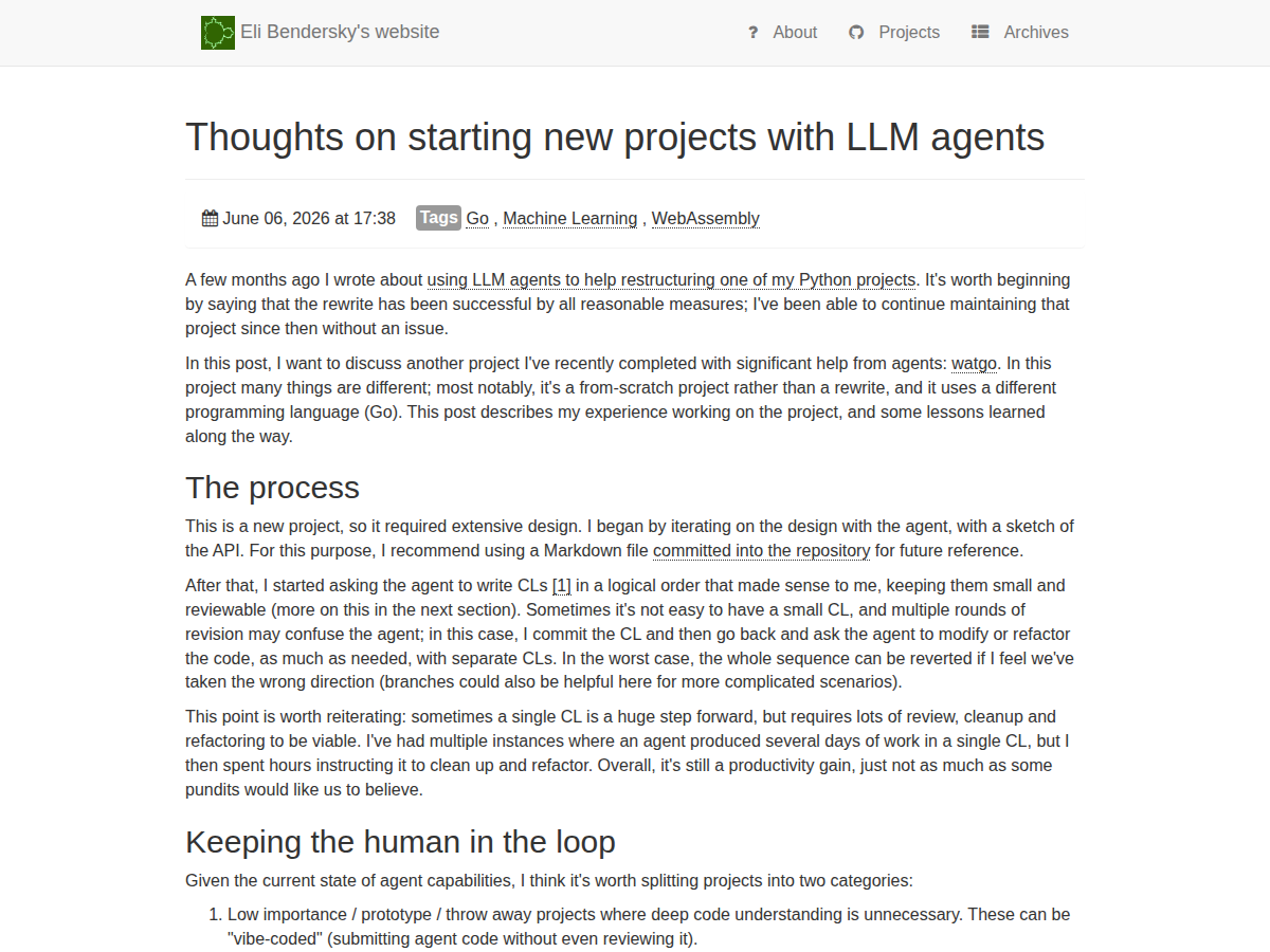 Thoughts on starting new projects with LLM agents