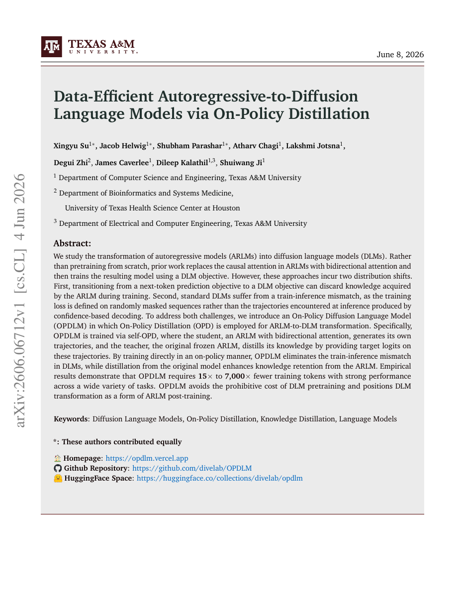 Data-Efficient Autoregressive-to-Diffusion Language Models via On-Policy Distillation