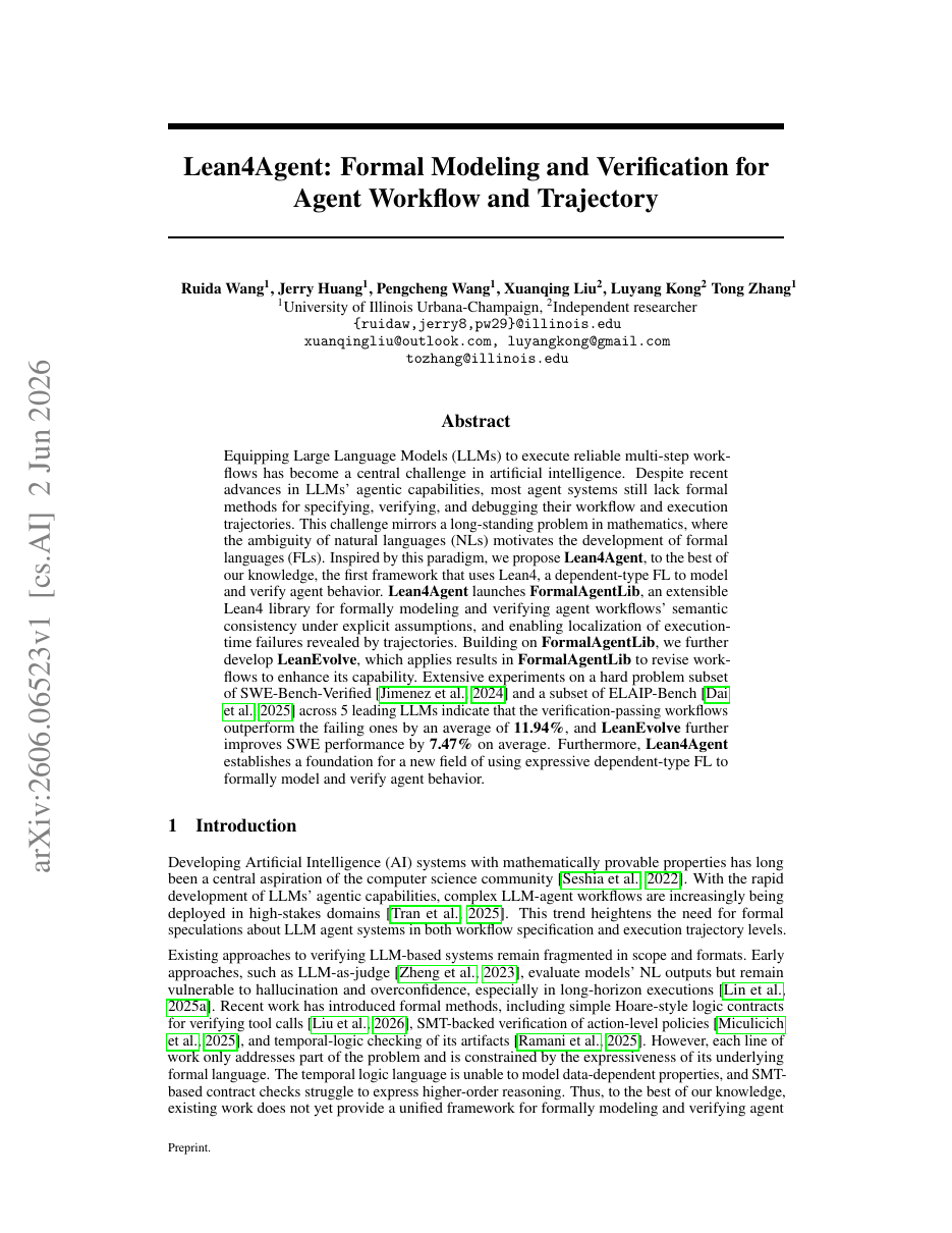 Lean4Agent: Formal Modeling and Verification for Agent Workflow and Trajectory