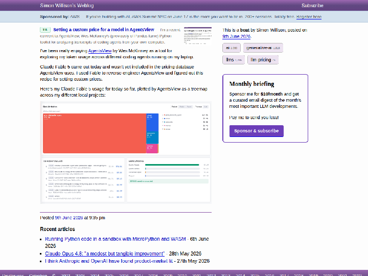 Setting a custom price for a model in AgentsView