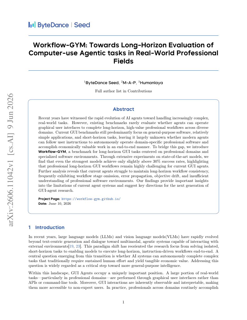 Workflow-GYM: Towards Long-Horizon Evaluation of Computer-use Agentic tasks in Real-World Professional Fields