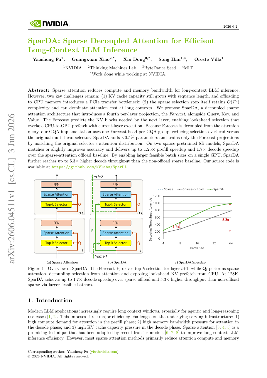 SparDA: Sparse Decoupled Attention for Efficient Long-Context LLM Inference