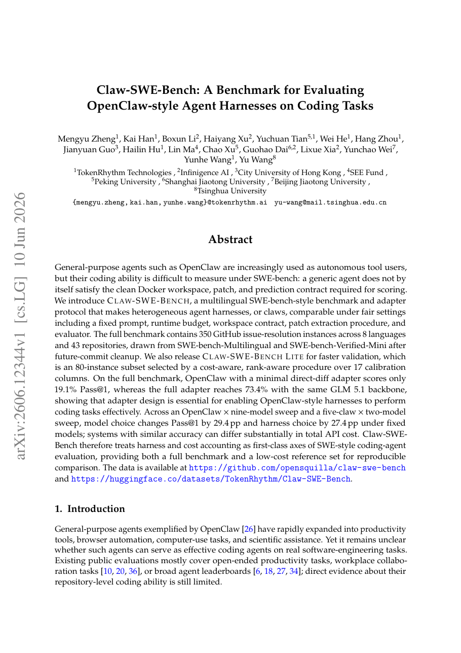 Claw-SWE-Bench: A Benchmark for Evaluating OpenClaw-style Agent Harnesses on Coding Tasks