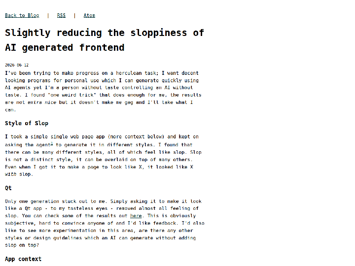 Slightly reducing the sloppiness of AI generated front end