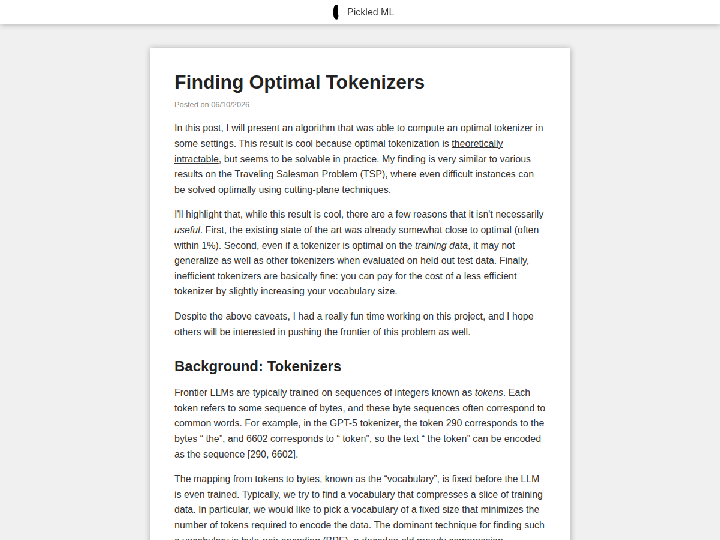 Finding Optimal Tokenizers