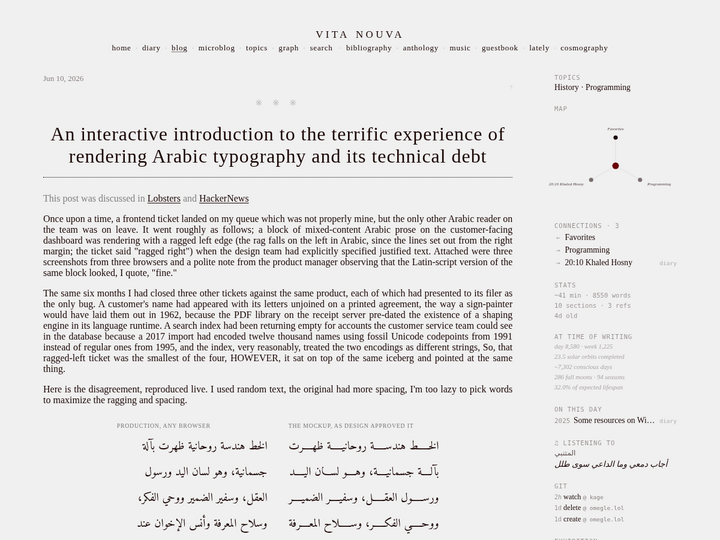 The experience of rendering Arabic typography and its technical debt