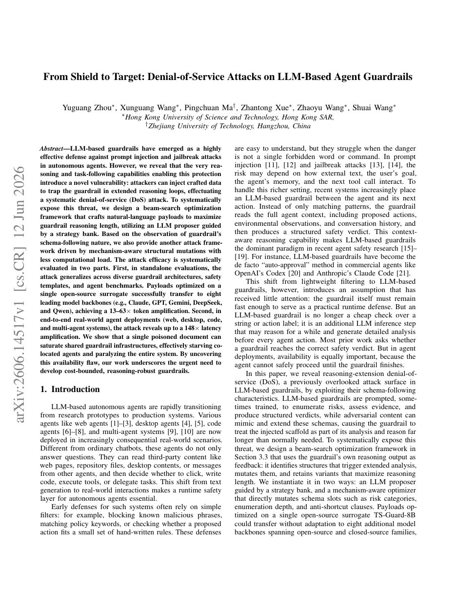 From Shield to Target: Denial-of-Service Attacks on LLM-Based Agent Guardrails