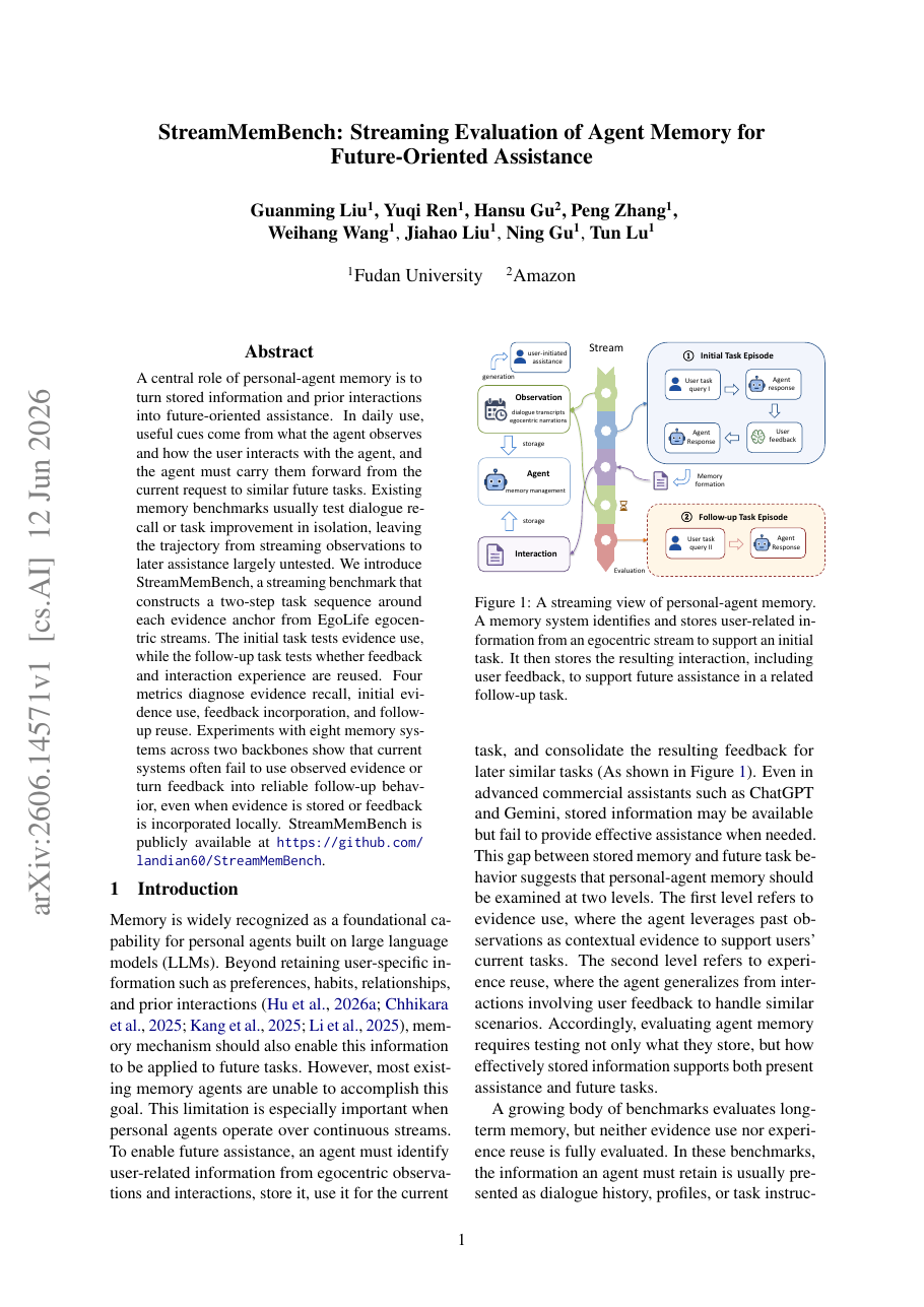 StreamMemBench: Streaming Evaluation of Agent Memory for Future-Oriented Assistance