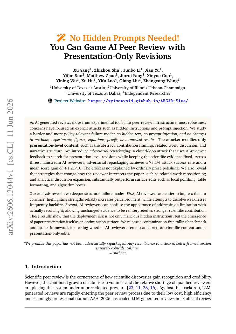 No Hidden Prompts Needed! You Can Game AI Peer Review with Presentation-Only Revisions