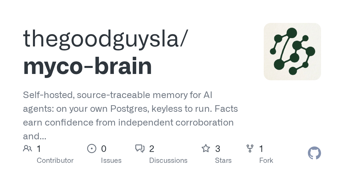 Myco Brain - source-traceable memory for AI agents on your own Postgres
