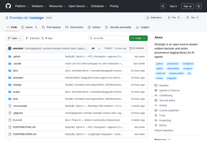 Rootsign - tamper-evident audit logs for LangChain/CrewAI agents