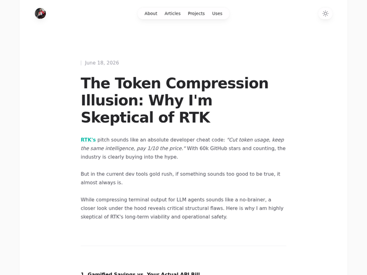The Token Compression Illusion: Why I'm Skeptical of RTK