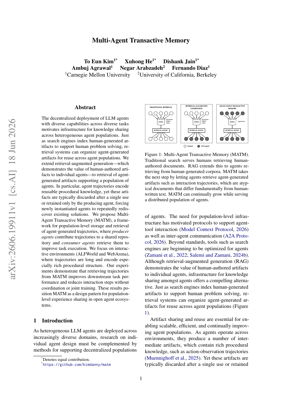 Multi-Agent Transactive Memory