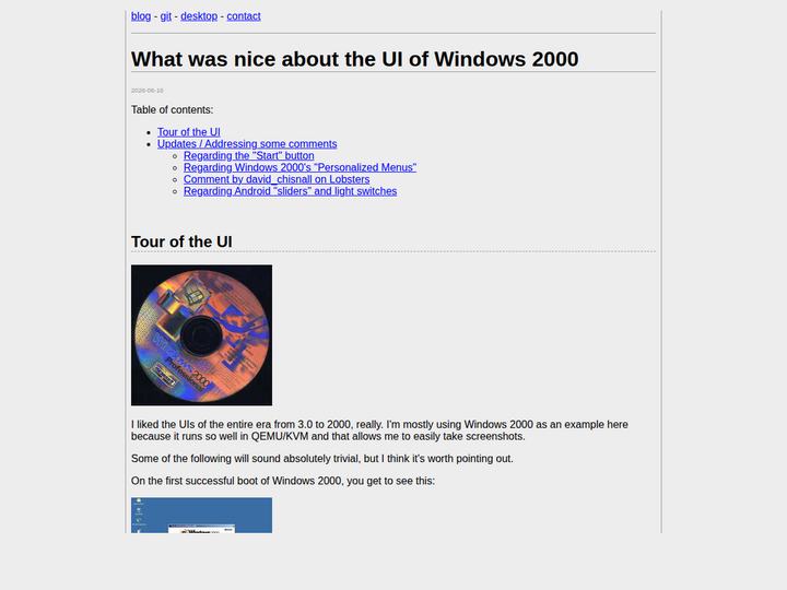 What was nice about the UI of Windows 2000