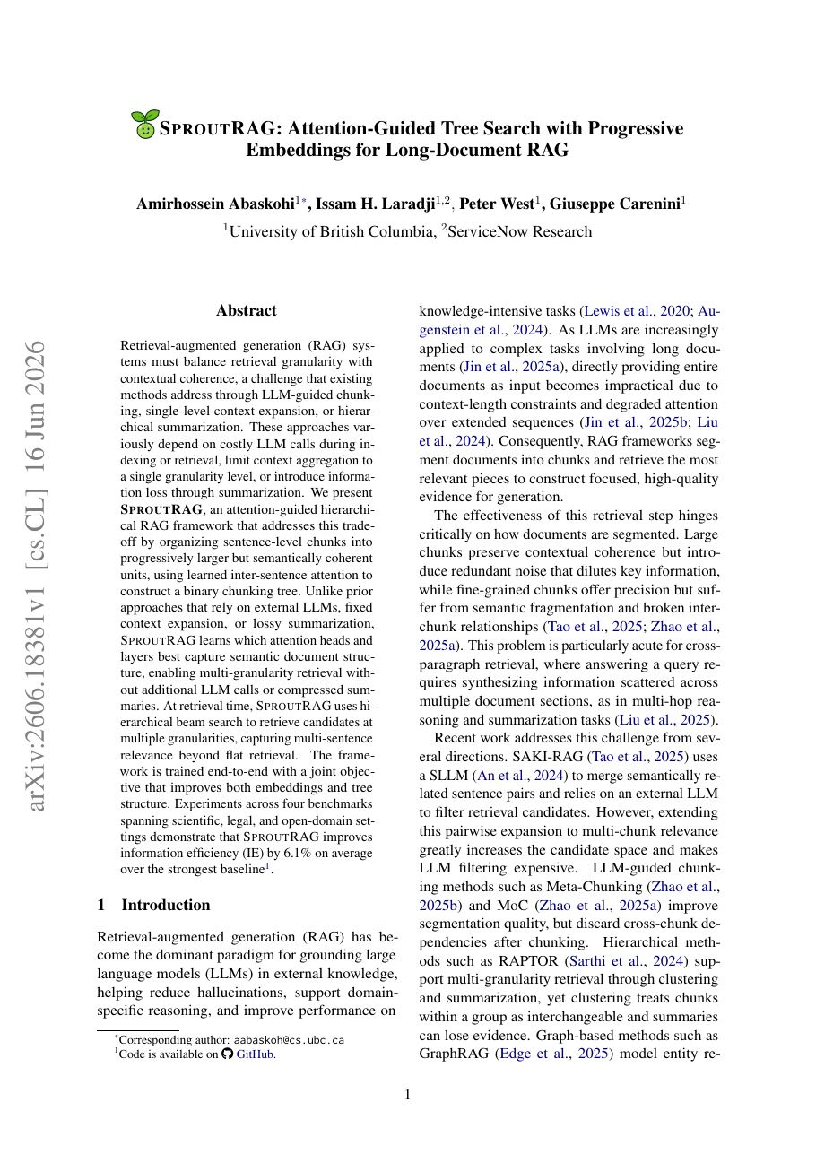 SproutRAG: Attention-Guided Tree Search with Progressive Embeddings for Long-Document RAG