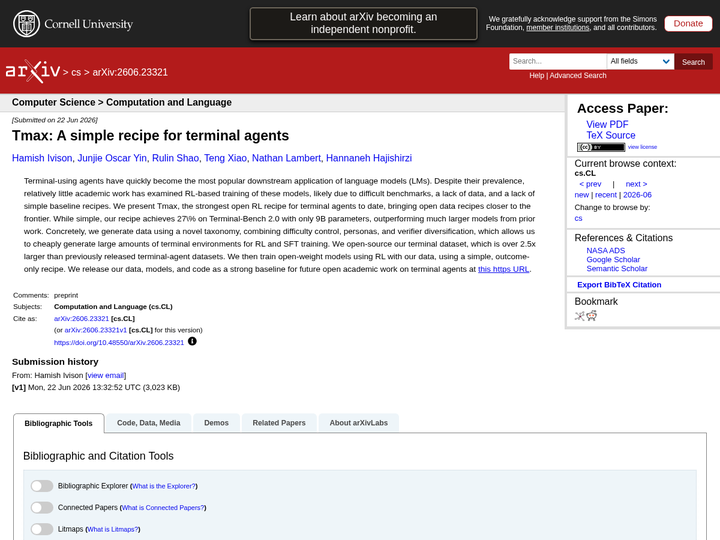 Tmax: A simple recipe for terminal agents