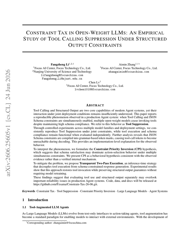 Constraint Tax in Open-Weight LLMs