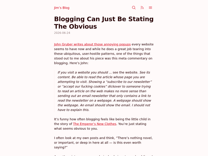Blogging can just be stating the obvious