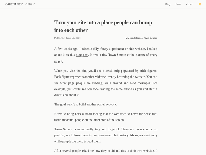 Turn your site into a place people can bump into each other