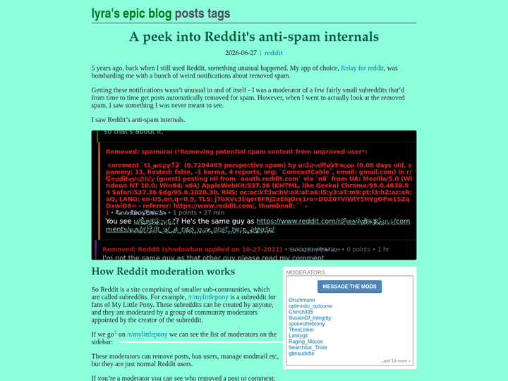 A peek into Reddit's anti-spam internals