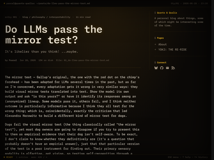 Do LLMs pass the mirror test?