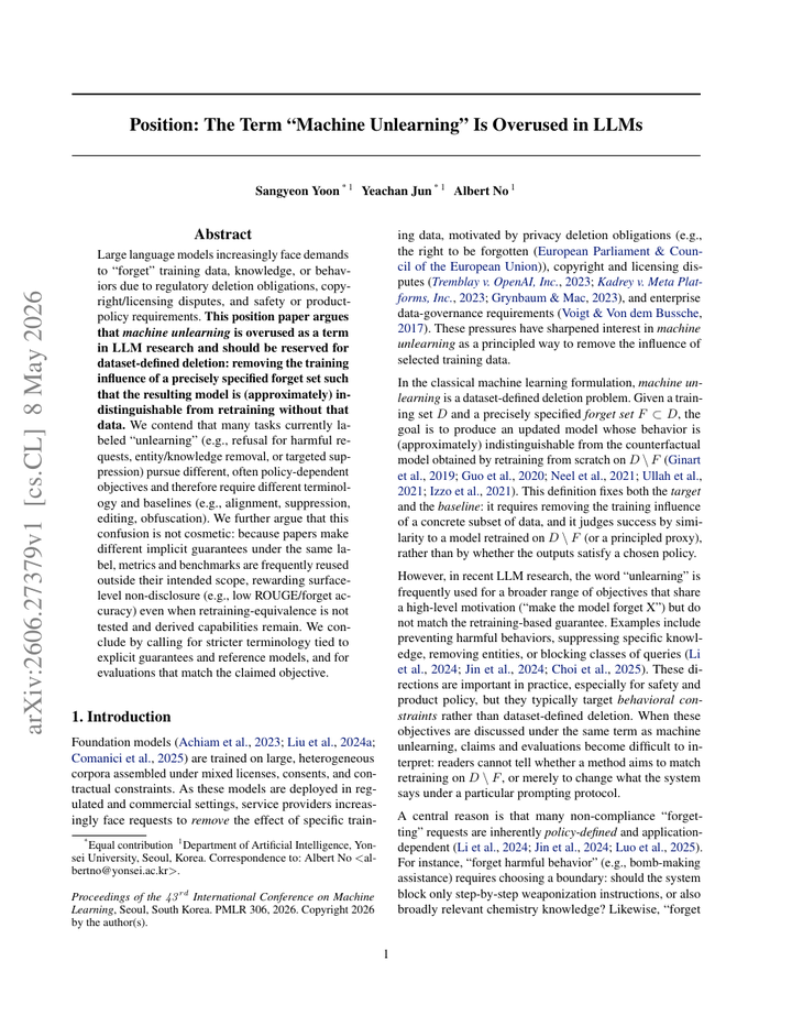 Position: The Term “Machine Unlearning” Is Overused in LLMs