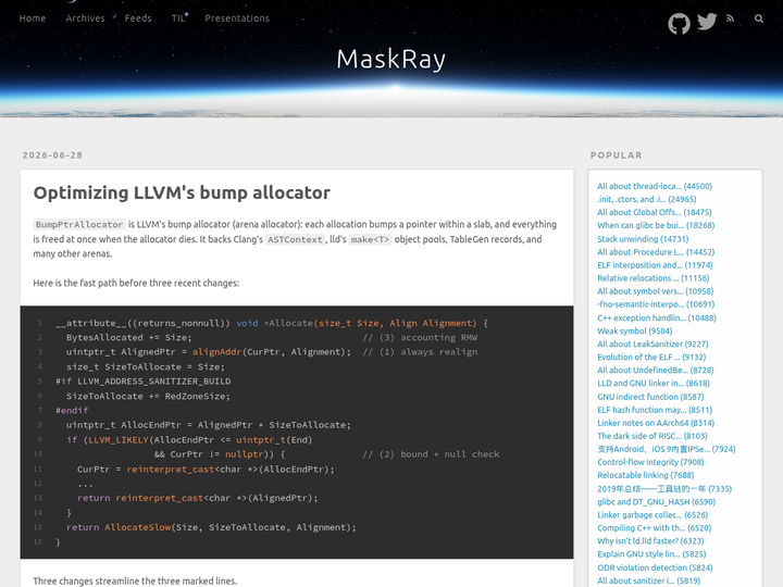 Optimizing LLVM’s bump allocator