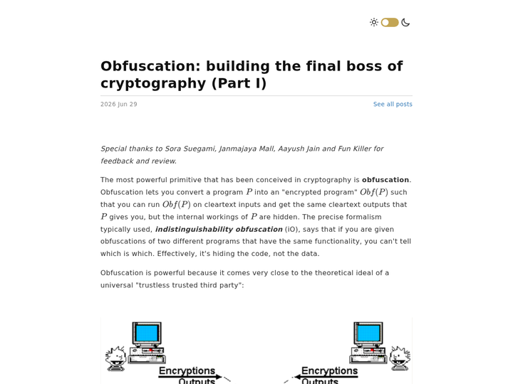 Obfuscation: building the final boss of cryptography