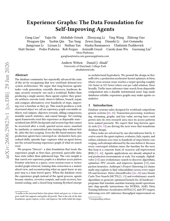 Experience Graphs: The Data Foundation for Self-Improving Agents