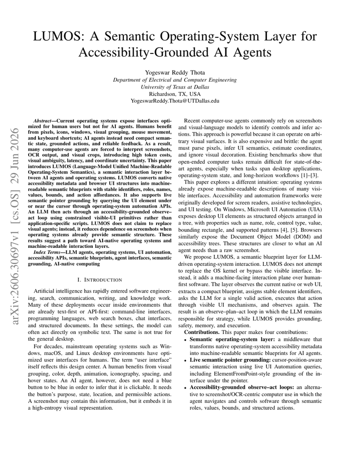 LUMOS: A Semantic Operating-System Layer for Accessibility-Grounded AI Agents