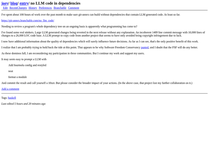 No LLM Code in Dependencies