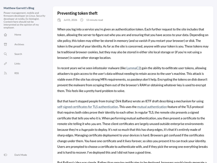 Preventing token theft