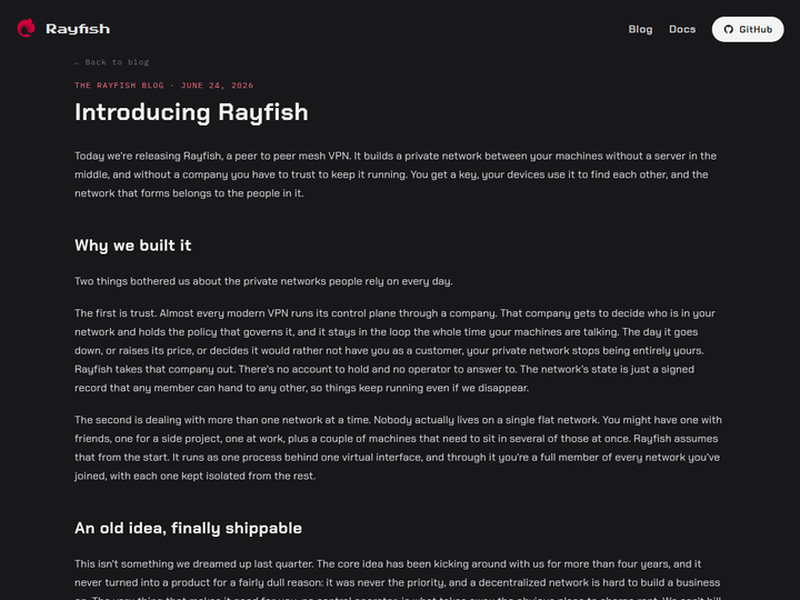 Rayfish - P2P VPN built on top of Iroh