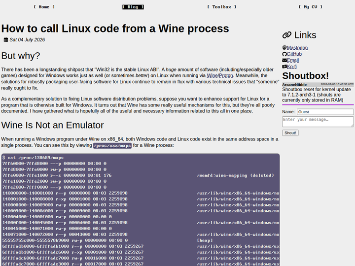 How to call Linux code from a Wine process