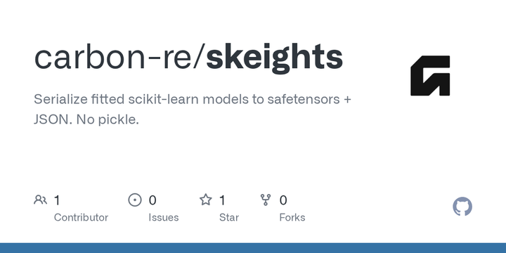 Skeights - Serialize sklearn models to safetensors and JSON, no pickle